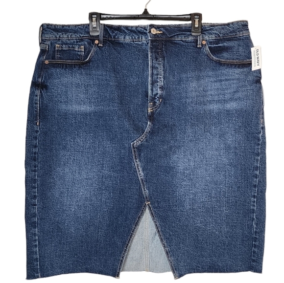 NWT Old Navy Denim Jean Skirt Front Slit Button Fly Women's Plus Size 22 - Picture 7 of 16